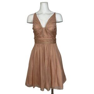 Aidan Mattox V-Neck Dress 4 Champagne Pink Mini Silk